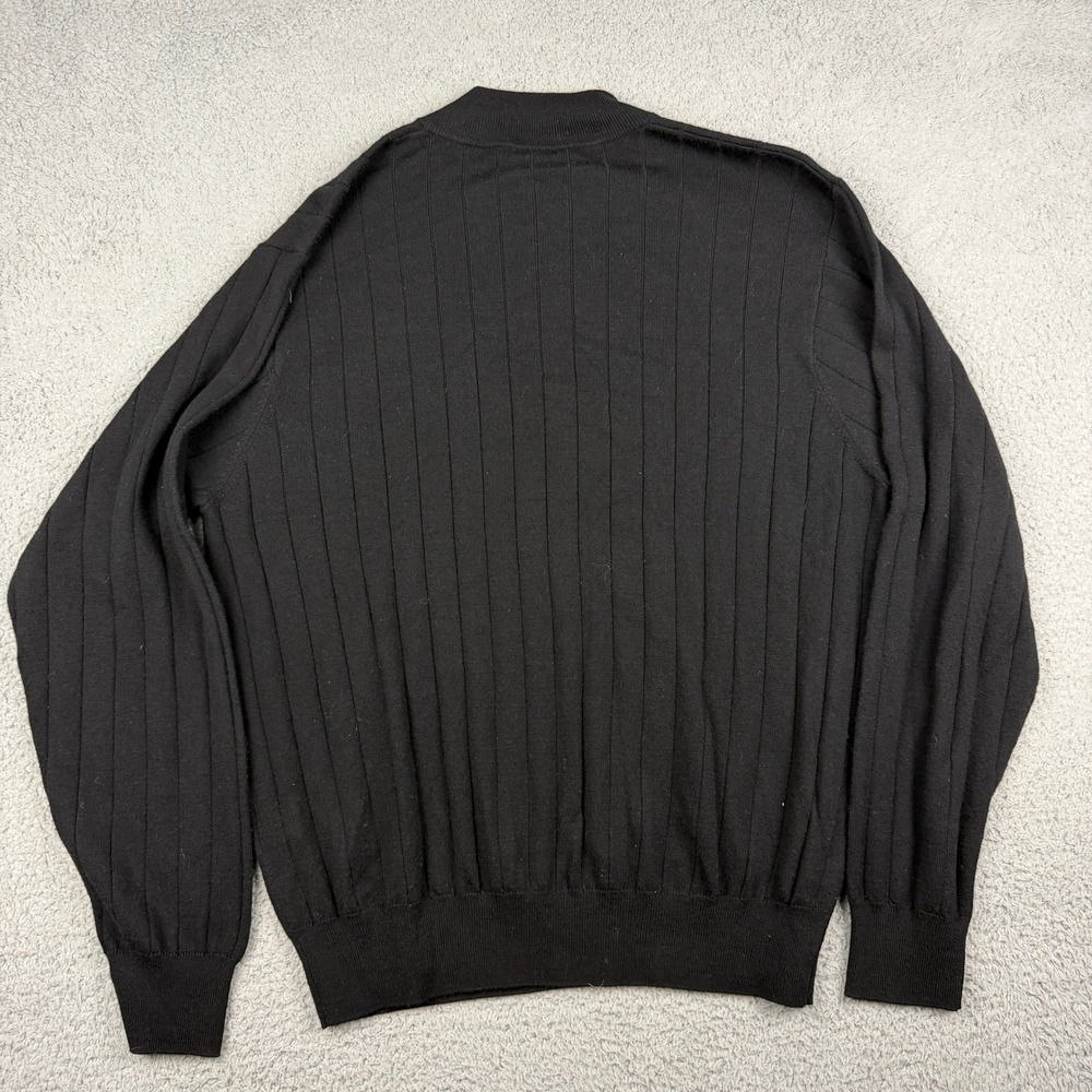 Peter Millar Sweater Mens XXL Black 100% Merino Wool 1/4 Zip Ribbed Knit - Picture 9 of 12